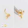 FLOWER MULTI CZ MARQUISE LEAF POLISH 316L SURGICAL STEEL L-SHAPE NOSE BOX